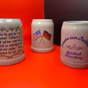 Ceramic Beer Steins with Flags and Text